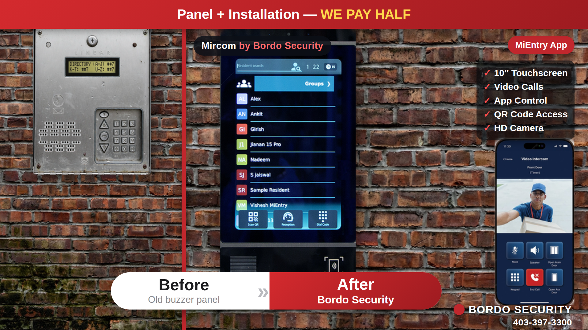 Mircom TX3-T10 video intercom — panel and installation, we pay half — Bordo Security